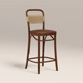 Daisy Wooden Bar Stool | Vintage Tan Faux Leather & Walnut