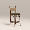 Daisy Wooden Kitchen Stool | Olive Green Sustainable Velvet & Walnut