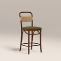 Daisy Wooden Kitchen Stool |  Olive Green Sustainable Velvet & Walnut