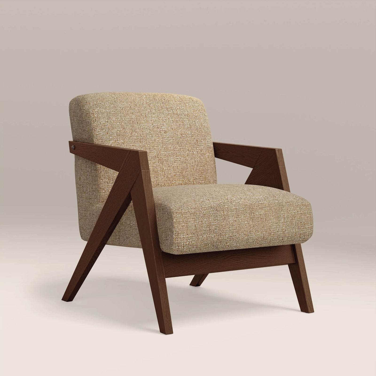 Bennie Accent Chair | Speckled Latte Boucle & Walnut
