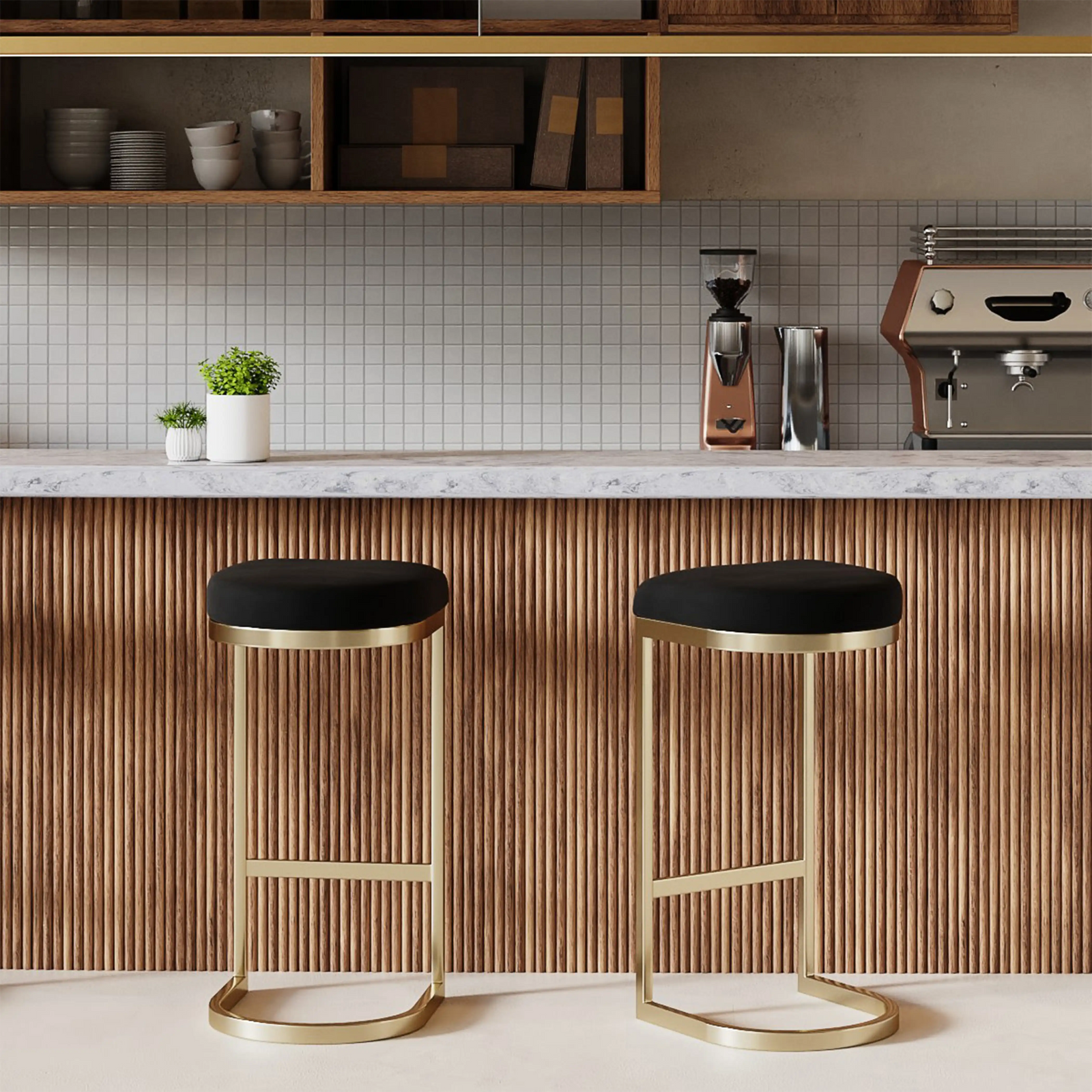 Matteo Bar Stool | Black Velvet