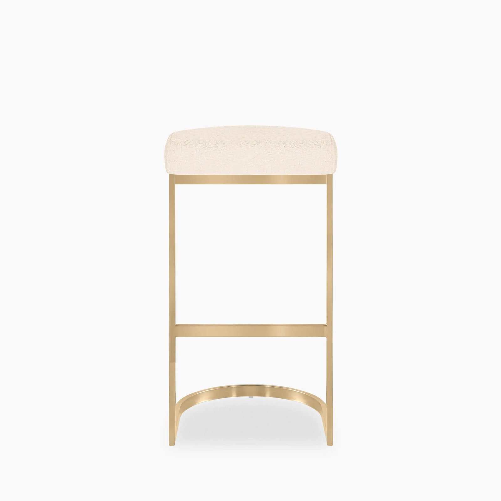Matteo Bar Stool | Ivory White Teddy Boucle & Brass