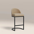 Matteo Kitchen Stool with Backrest | Latte Sustainable Fabric