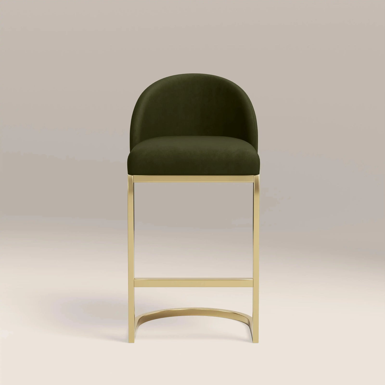 Matteo Kitchen Stool with Backrest | Olive Green Sustainable Velvet