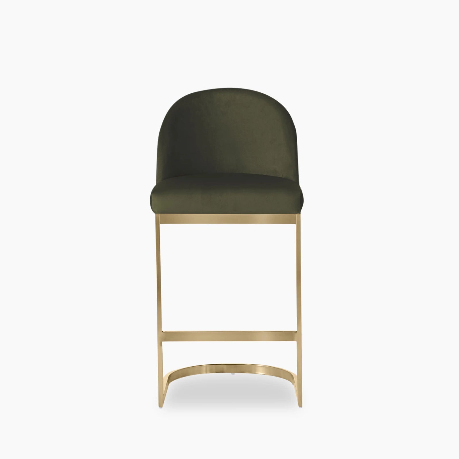 Matteo Kitchen Stool with Backrest | Olive Green Sustainable Velvet