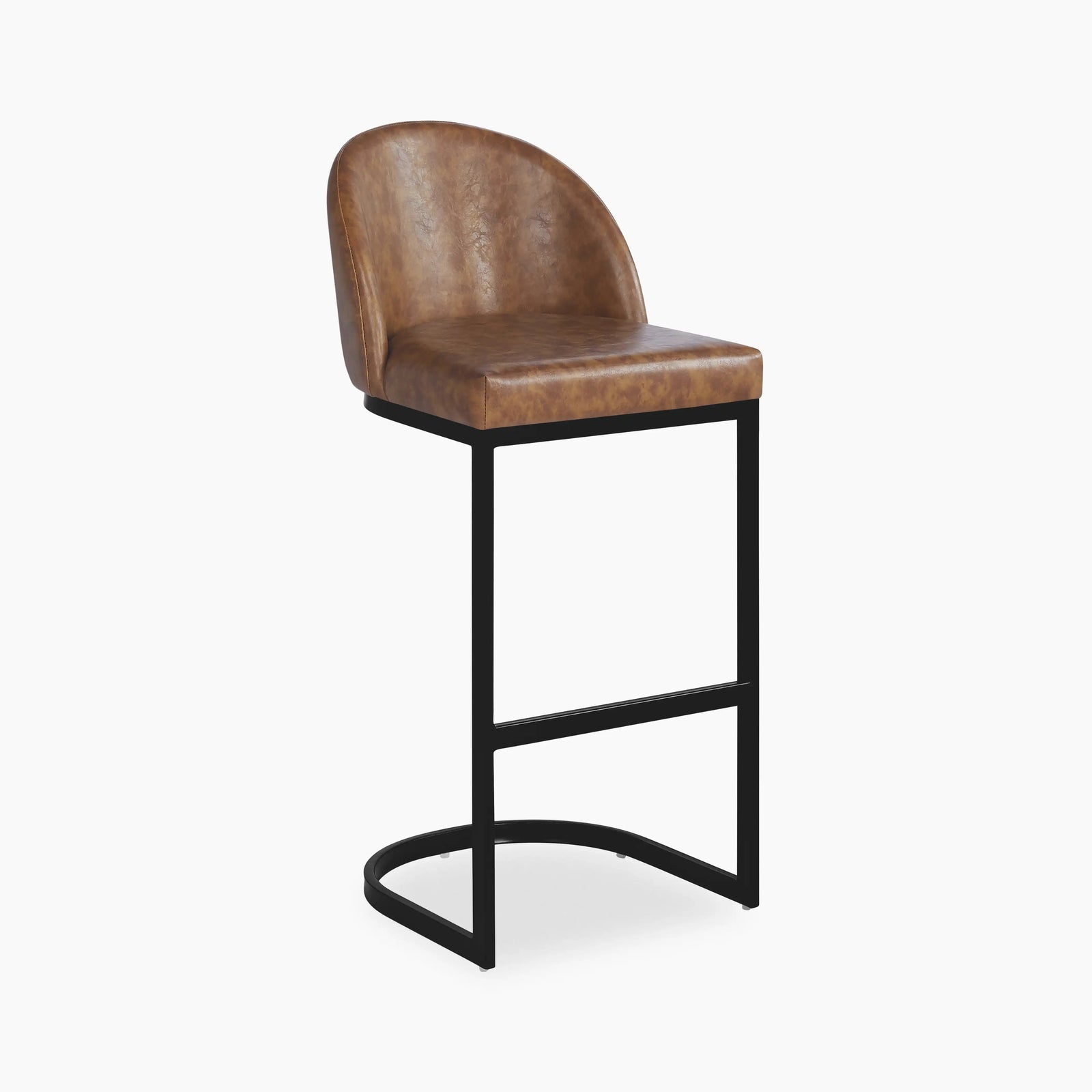 Matteo Bar Stool  with Backrest | Vintage Tan Faux Leather