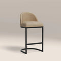 Matteo Kitchen Stool with Backrest | Latte Sustainable Fabric