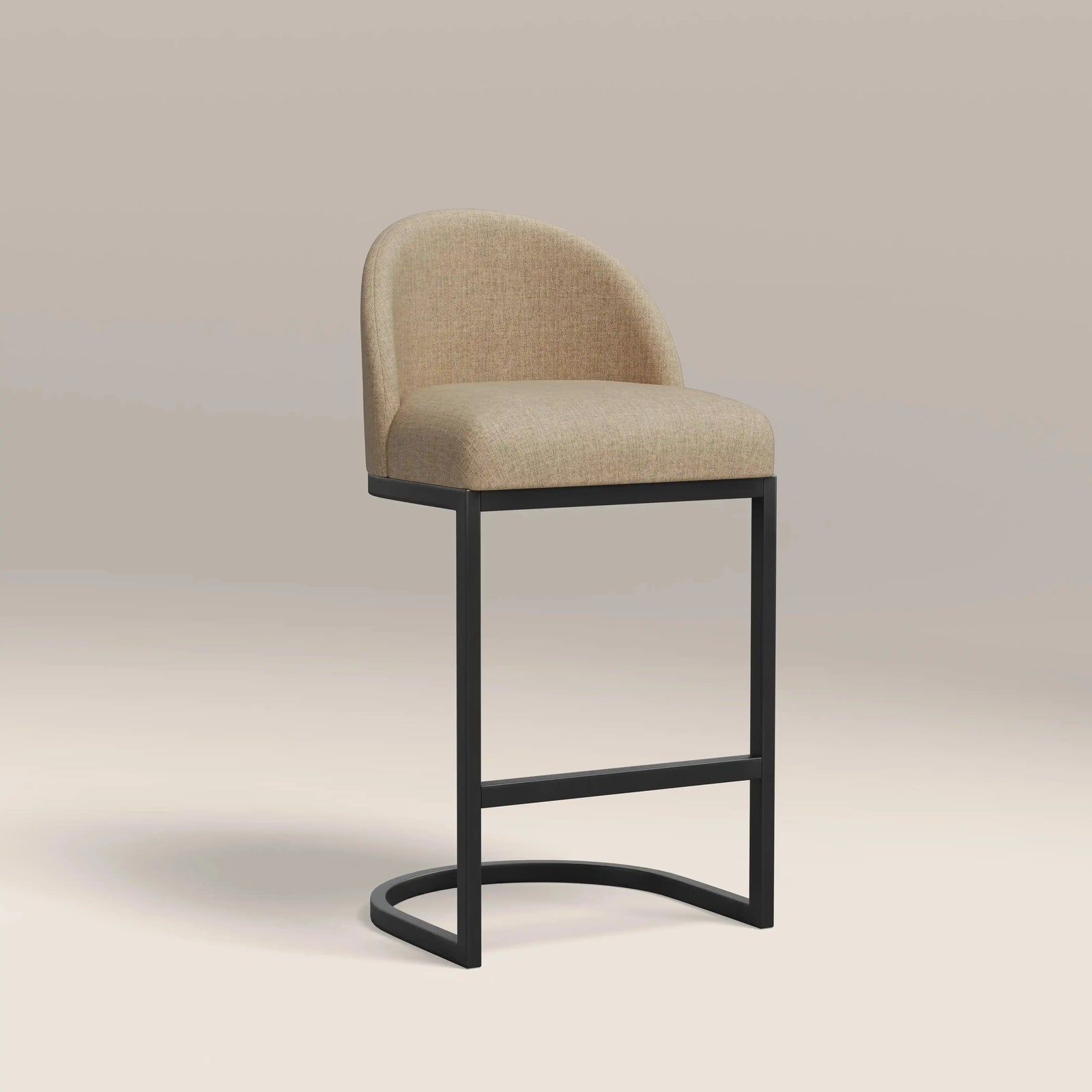 Matteo Kitchen Stool with Backrest | Latte Sustainable Fabric