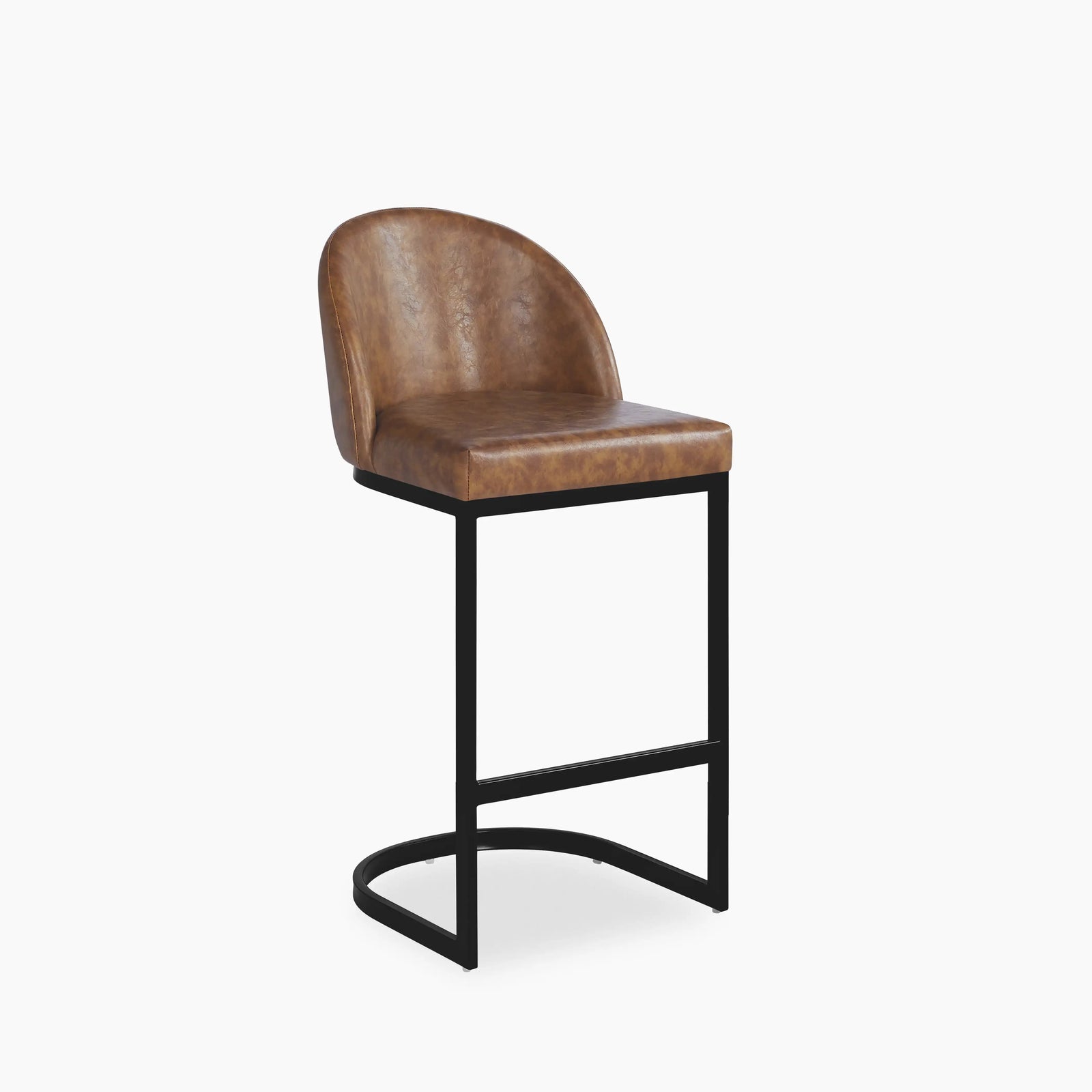 Matteo Kitchen Stool with Backrest | Vintage Tan Faux Leather