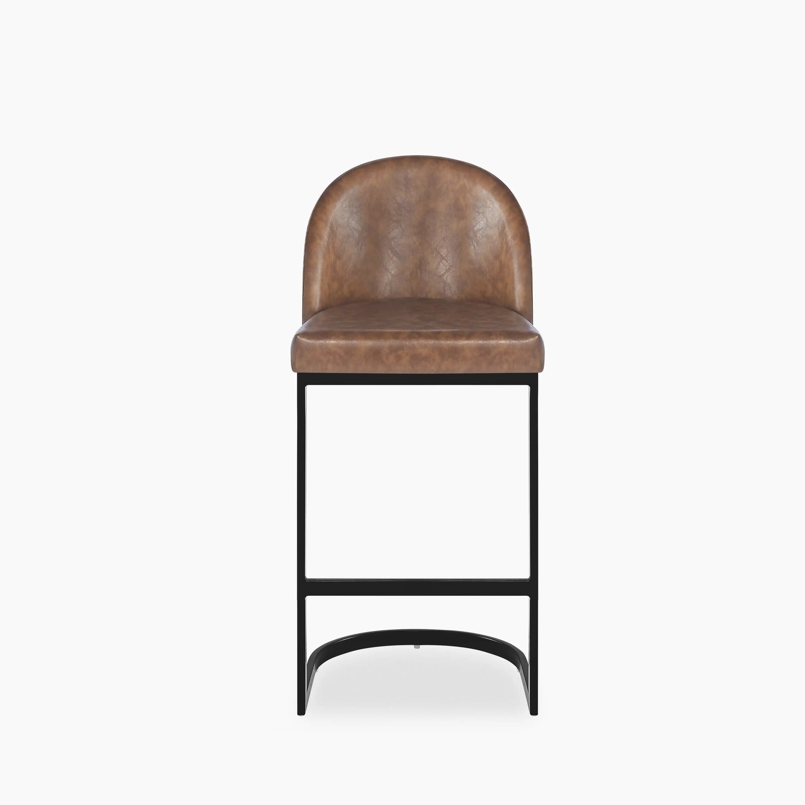 Matteo Kitchen Stool with Backrest | Vintage Tan Faux Leather