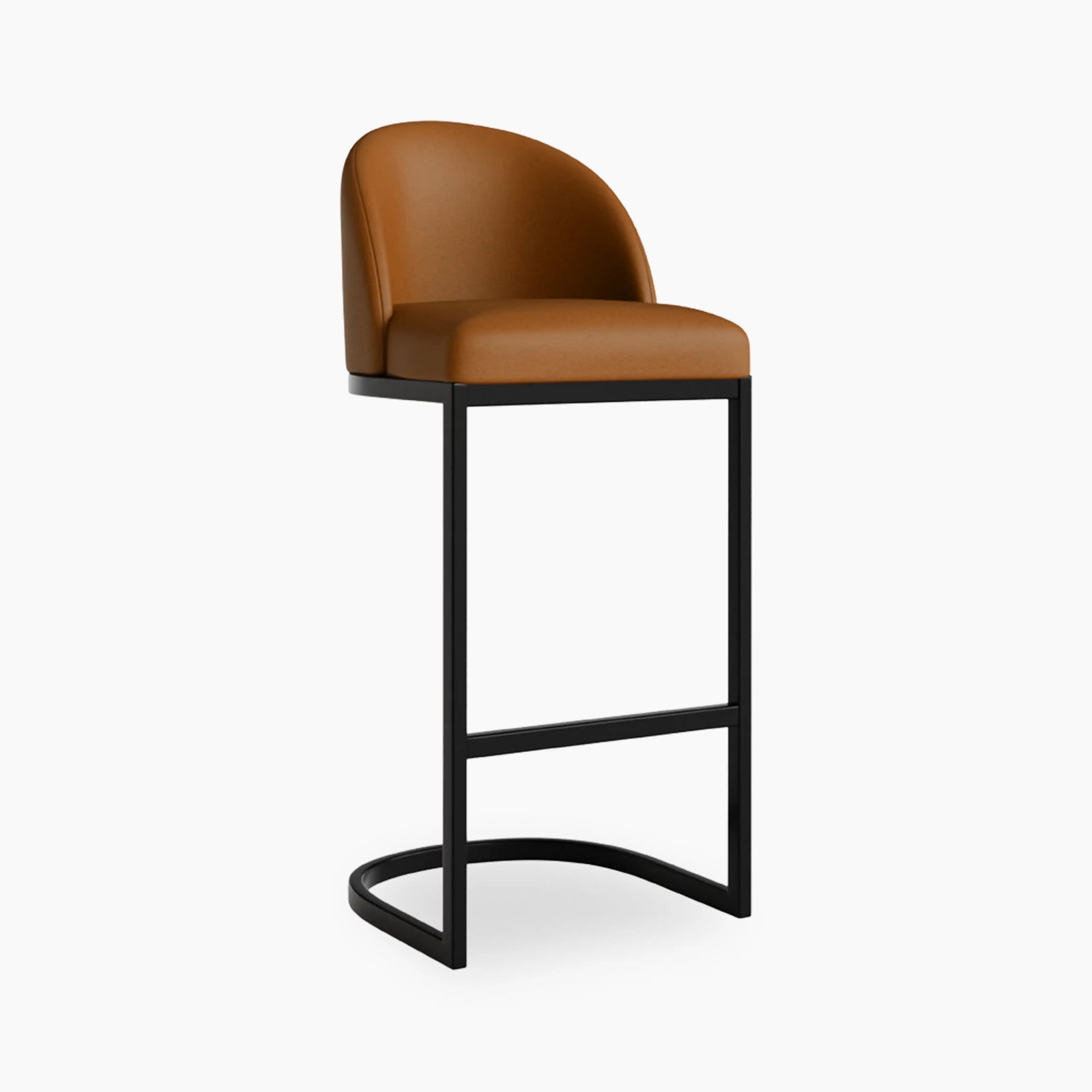 Matteo Bar Stool with Backrest | Tuscan Tan Faux Leather