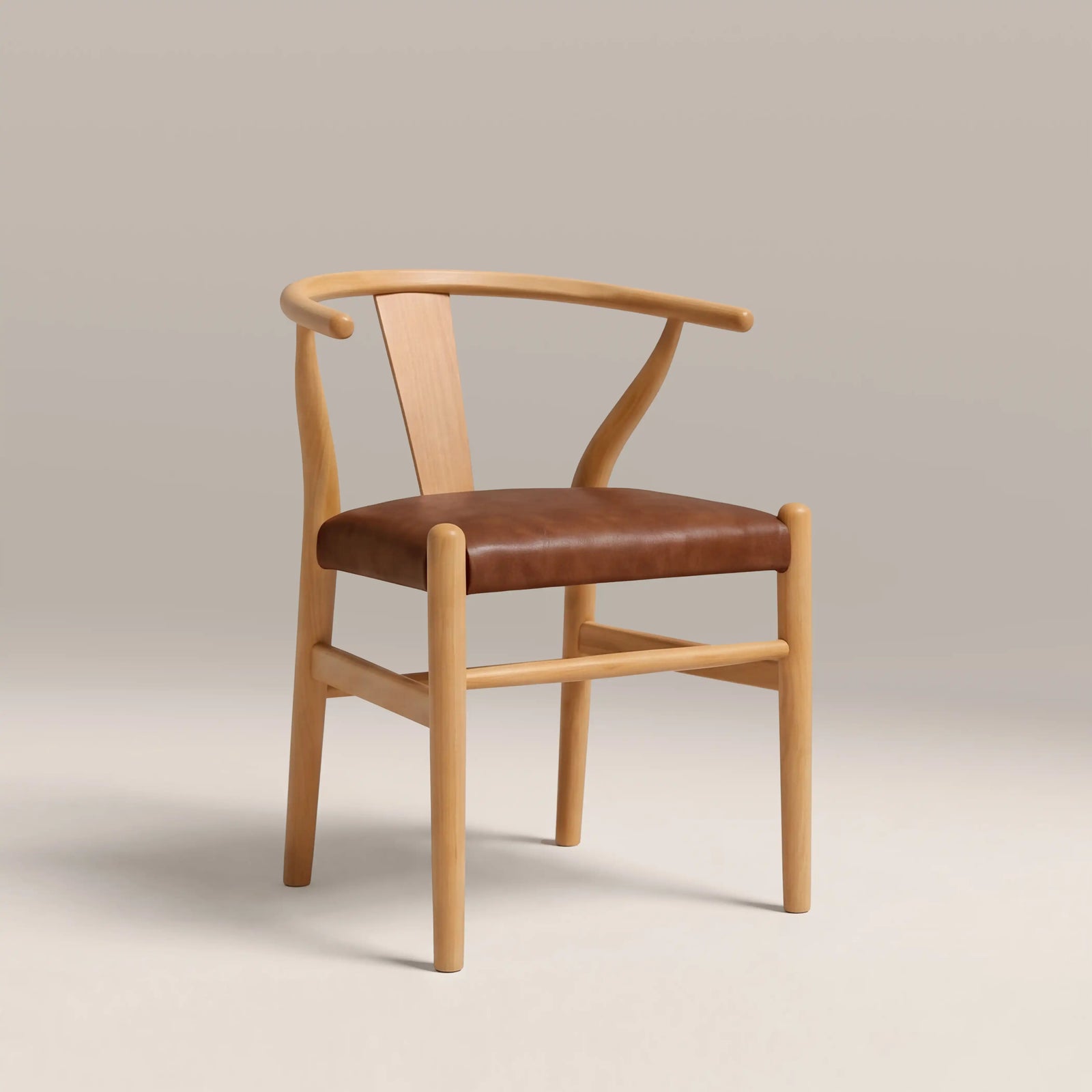 Bjorn Wooden Dining Chair | Vintage Tan Faux Leather & Oak