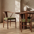 Bjorn Wooden Dining Chair | Moss Green Sustainable Mohair Velvet & Walnut