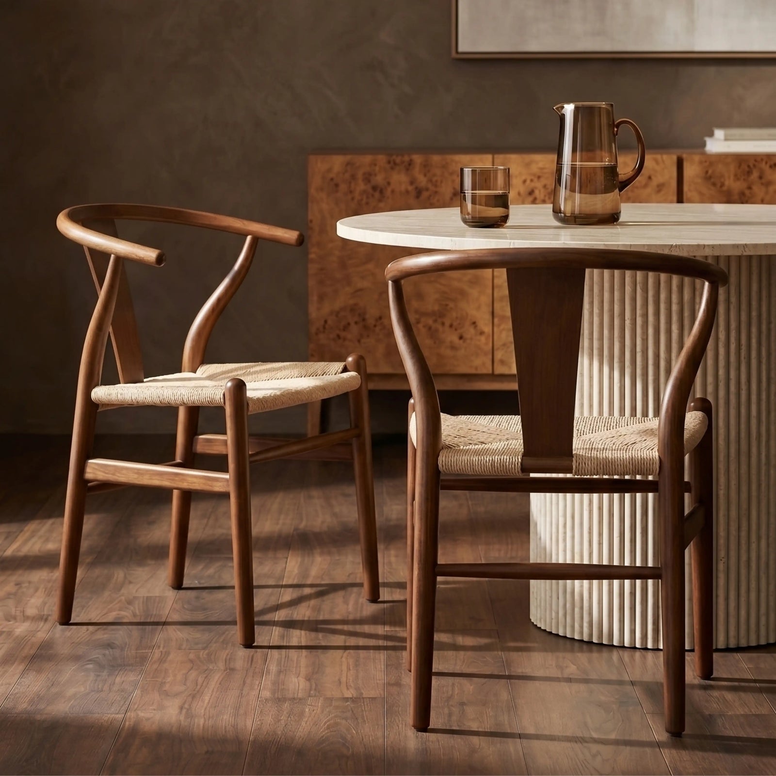 Bjorn Wooden Dining Chair | Natural Weave & Walnut