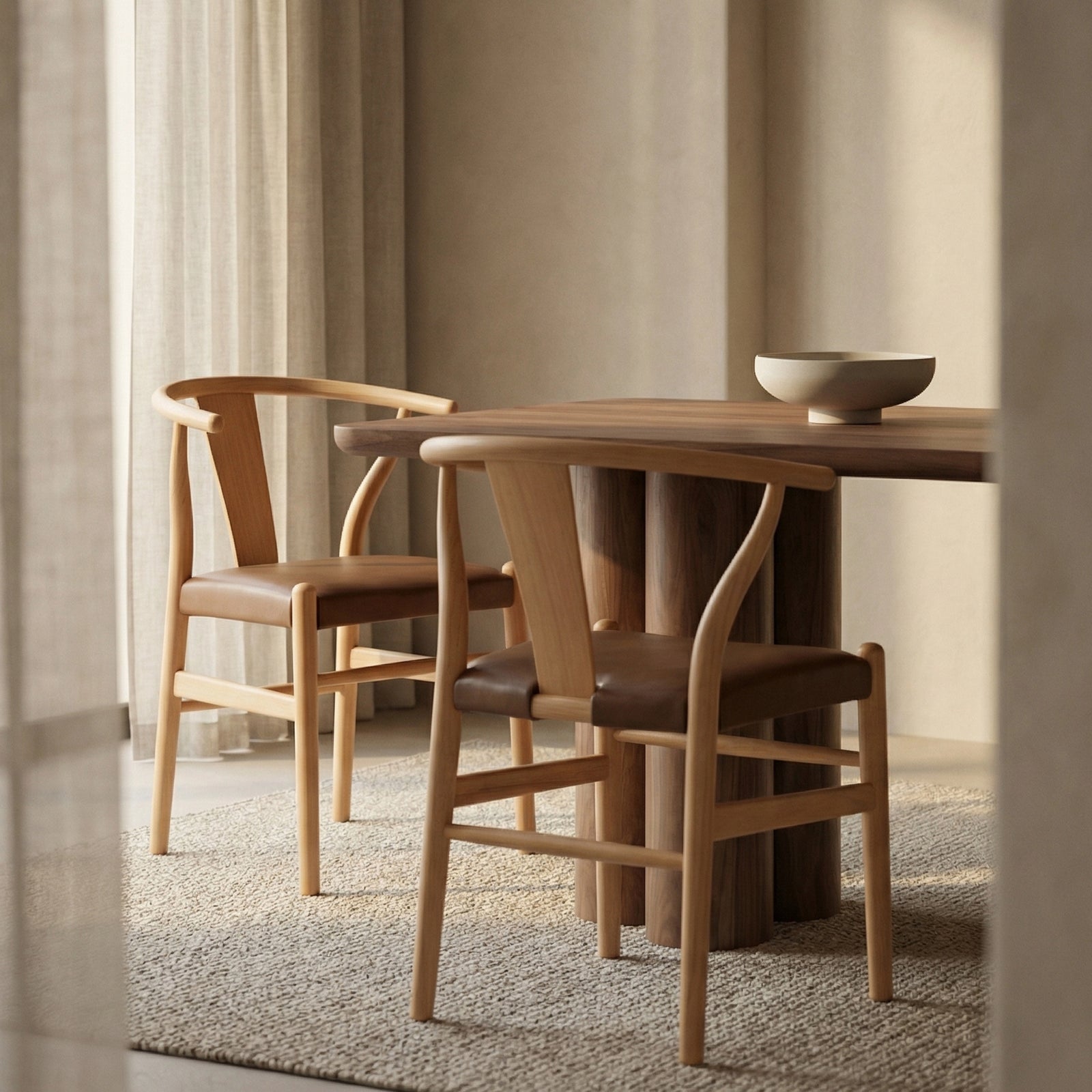 Bjorn Wooden Dining Chair | Vintage Tan Faux Leather & Oak