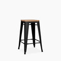 Tolix Style Stackable Kitchen Stool | Oak & Black