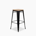Tolix Style Stackable Bar Stool | Oak & Black