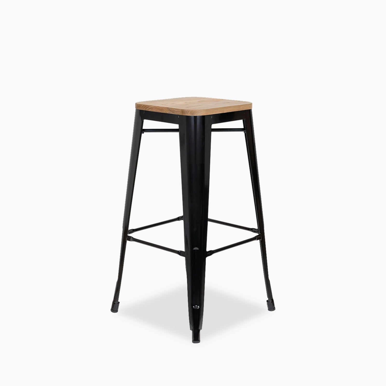 Tolix Style Stackable Bar Stool | Oak & Black