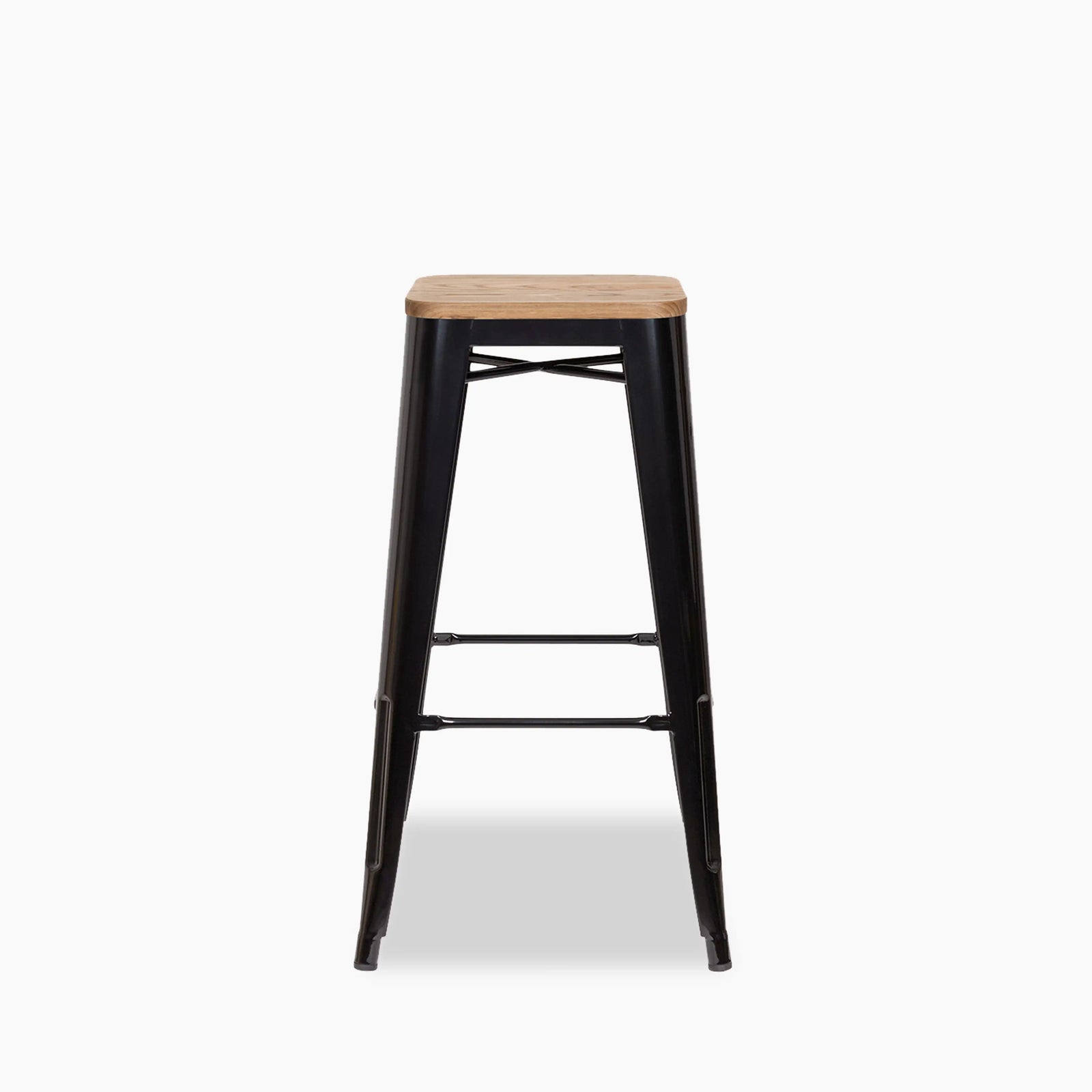 Tolix Style Stackable Bar Stool | Oak & Black