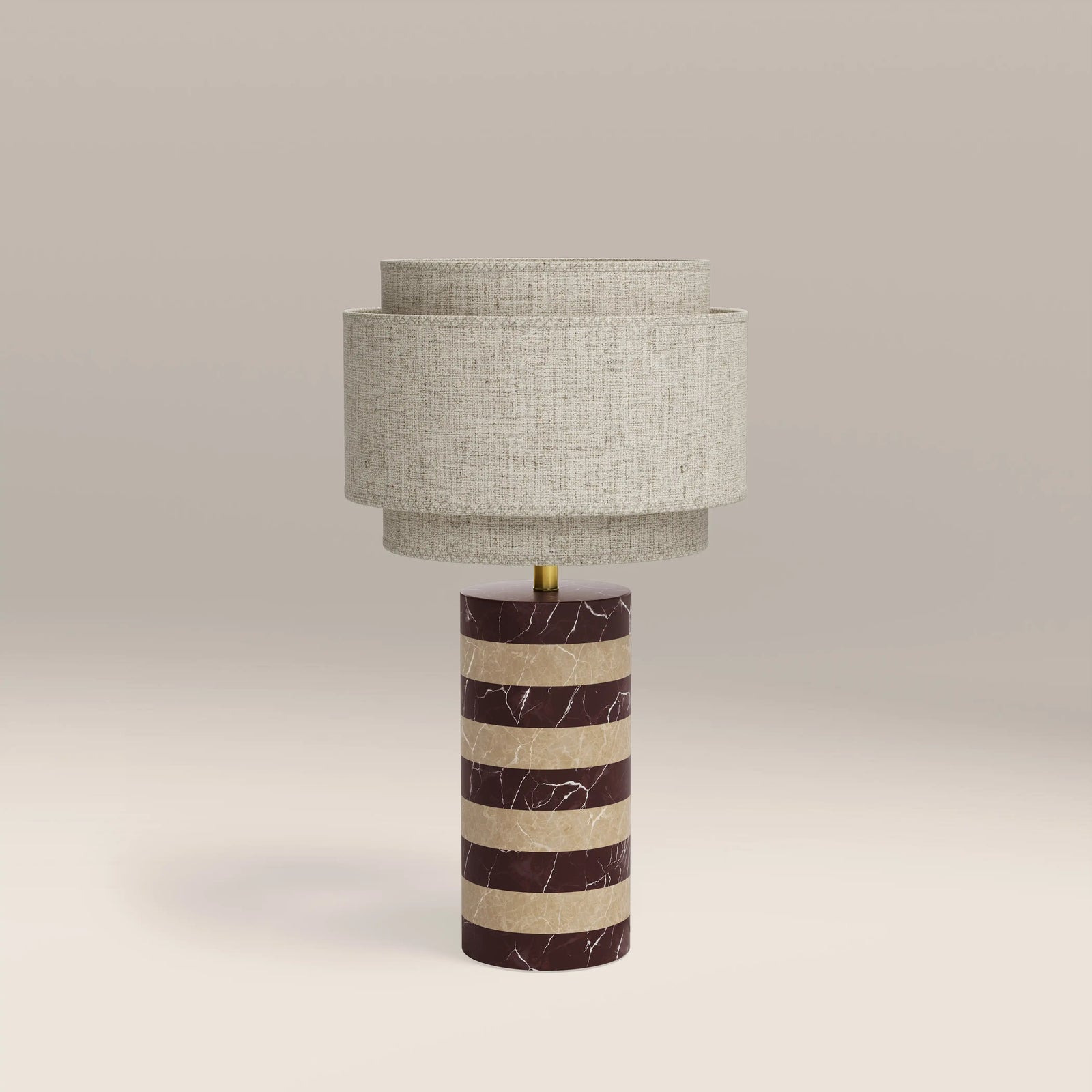Briar Table Lamp | Dark Red Marble & Natural Travertine