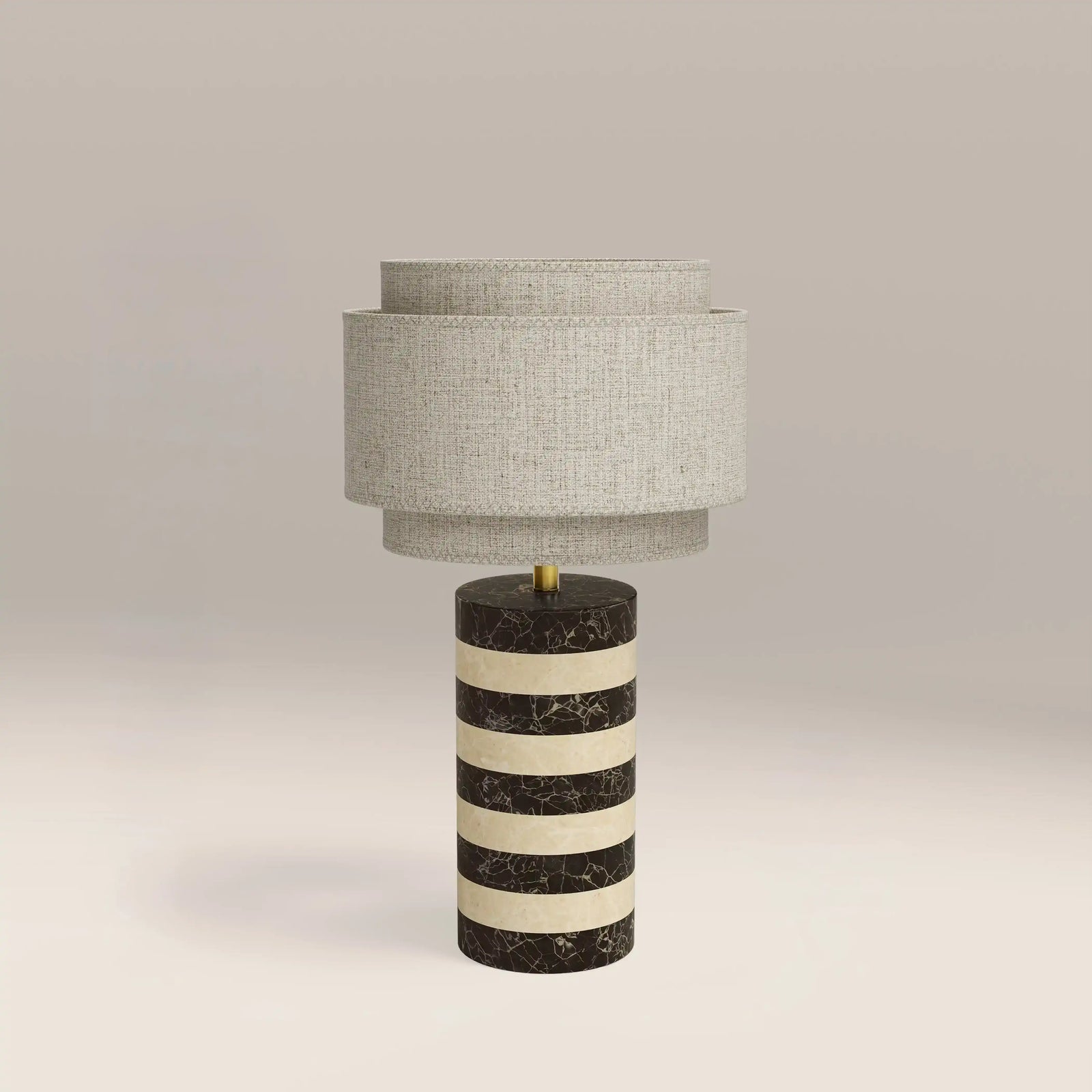 Briar Table Lamp | Chocolate Brown Marble & Natural Travertine