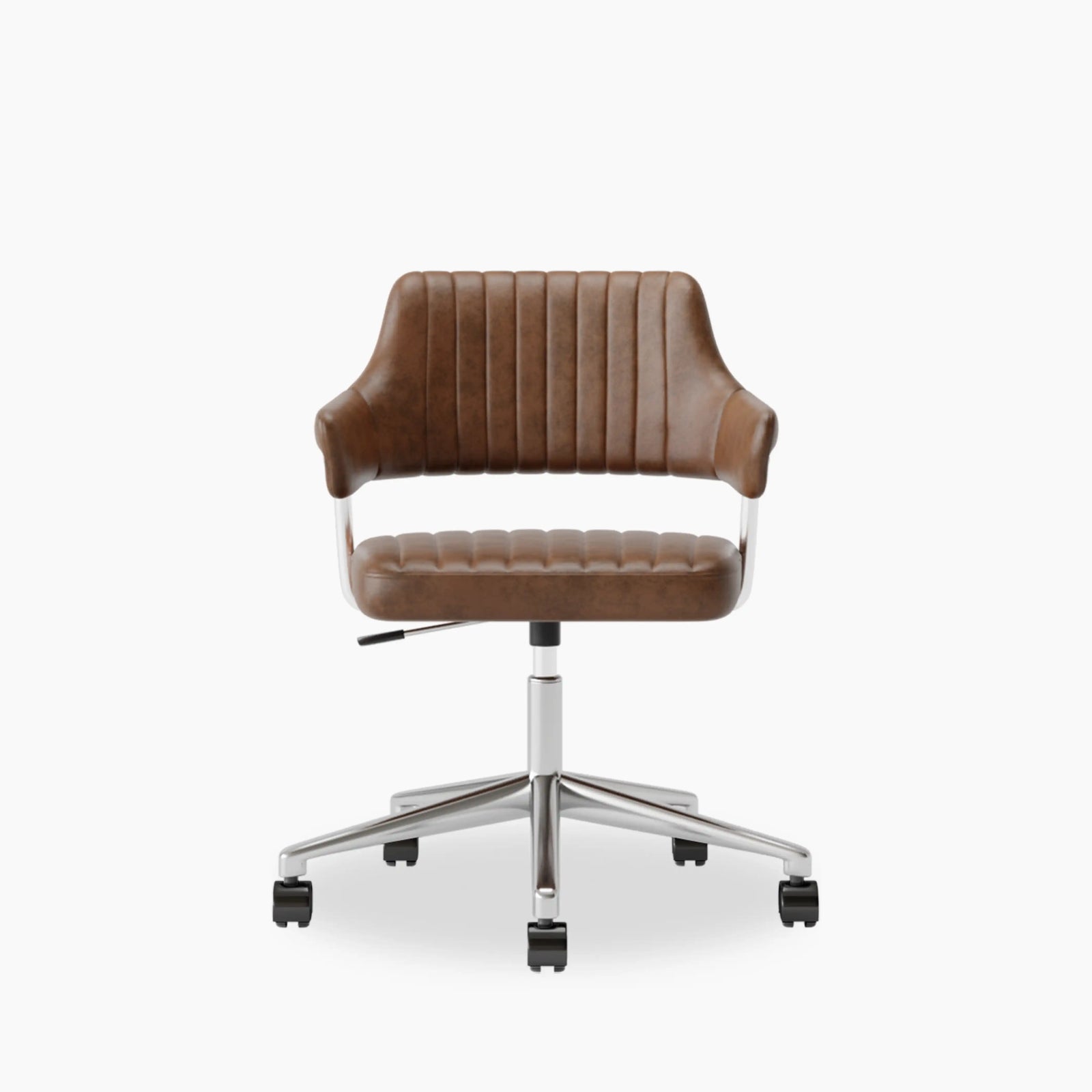Mindy Office Chair | Vintage Tan Faux Leather & Chrome