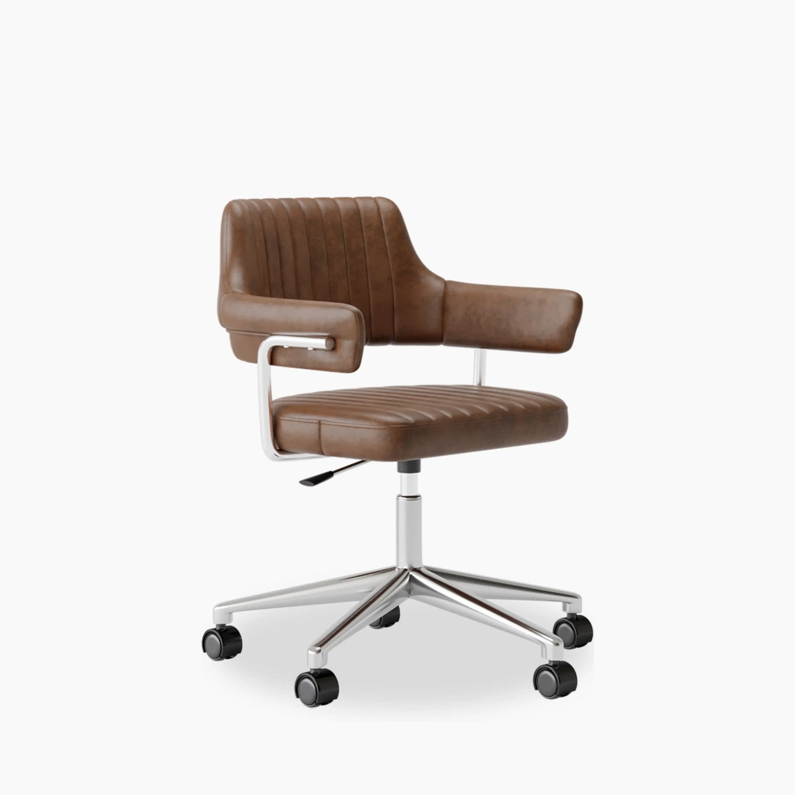 Mindy Office Chair | Vintage Tan Faux Leather & Chrome