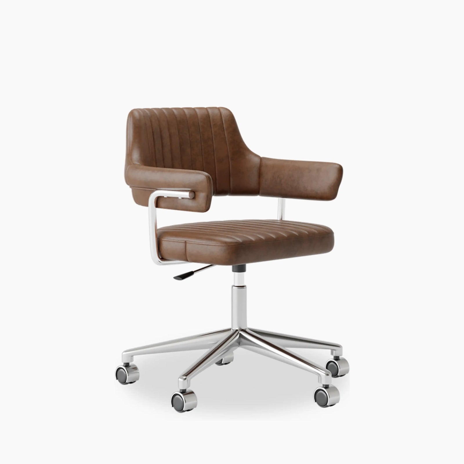 Mindy Office Chair | Vintage Tan Faux Leather & Chrome