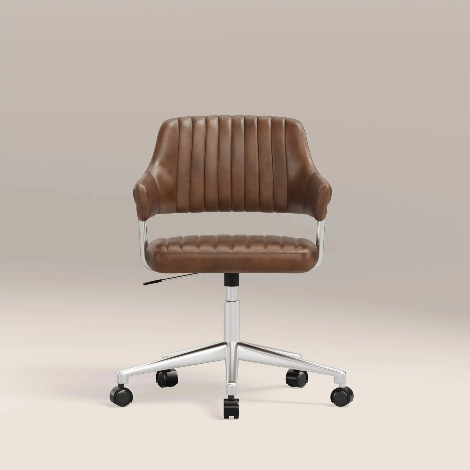 Mindy Office Chair | Vintage Tan Faux Leather & Chrome