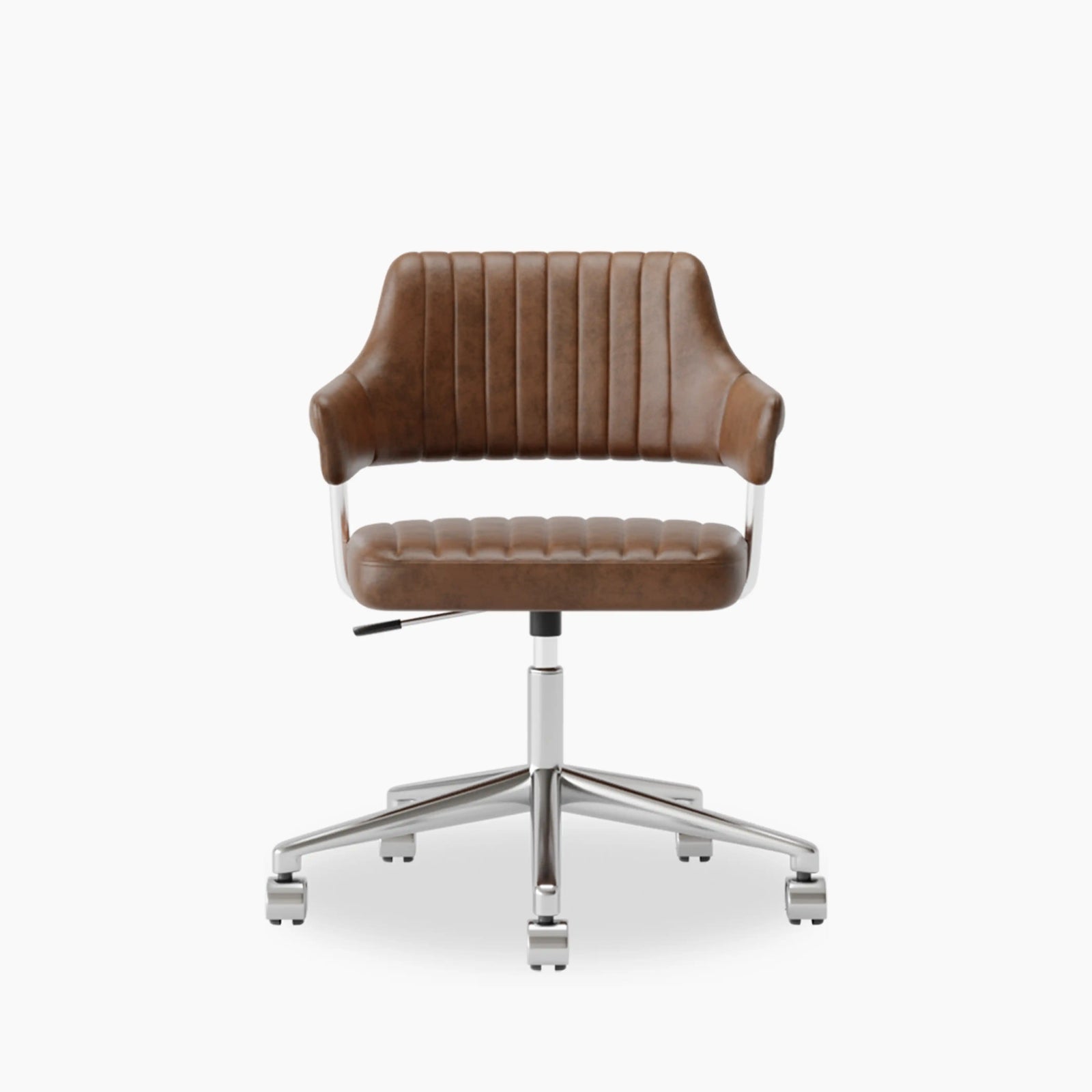 Mindy Office Chair | Vintage Tan Faux Leather & Chrome
