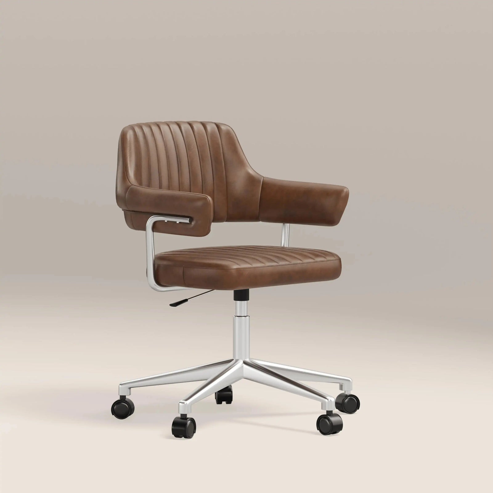 Mindy Office Chair | Vintage Tan Faux Leather & Chrome