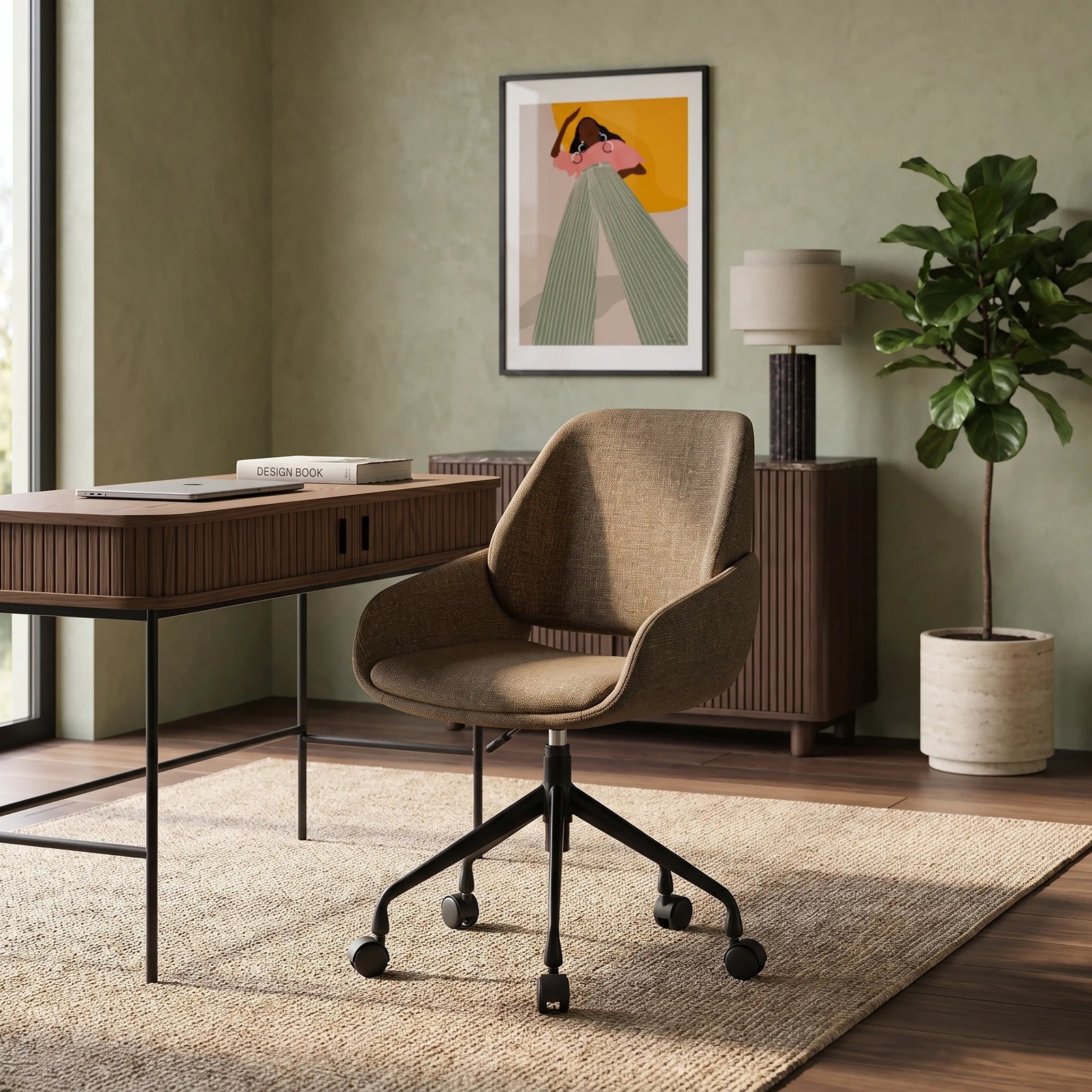 Franklin Office Chair | Speckled Cappuccino Boucle & Black