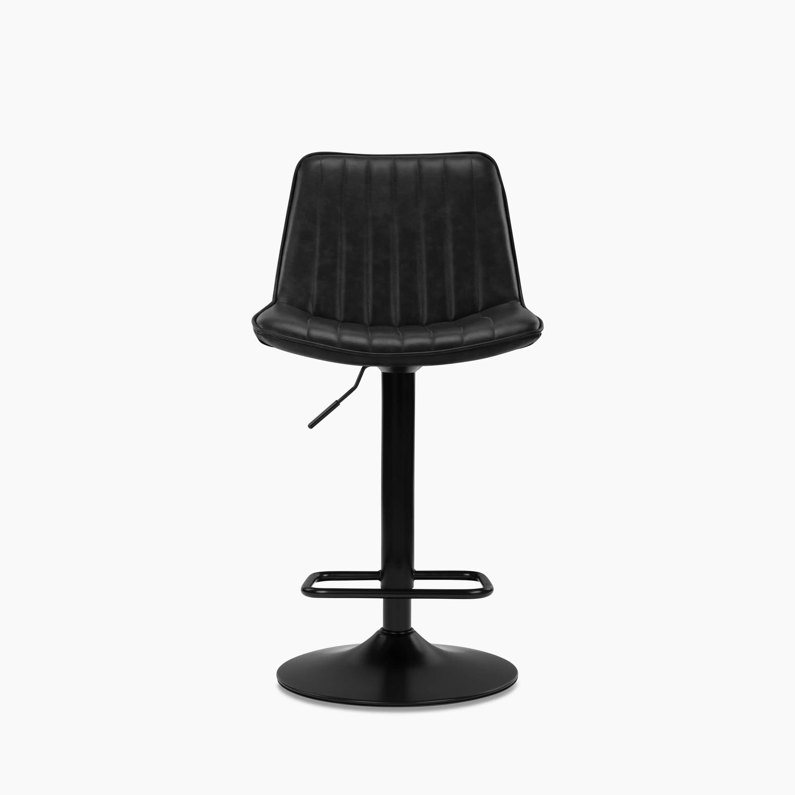 Barker Adjustable Stool | Vintage Black Faux Leather & Black