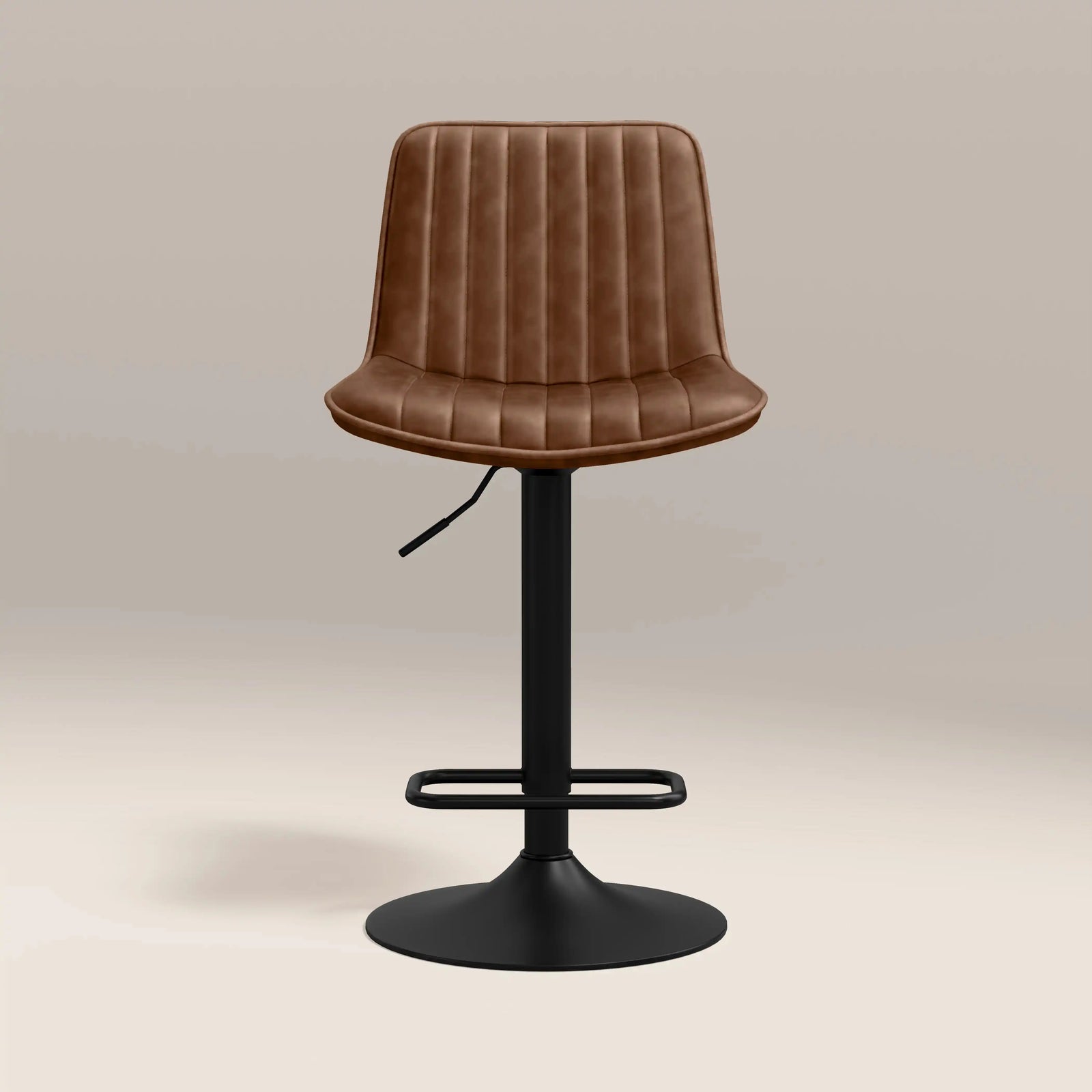 Barker Adjustable Stool | Vintage Tan Faux Leather & Black
