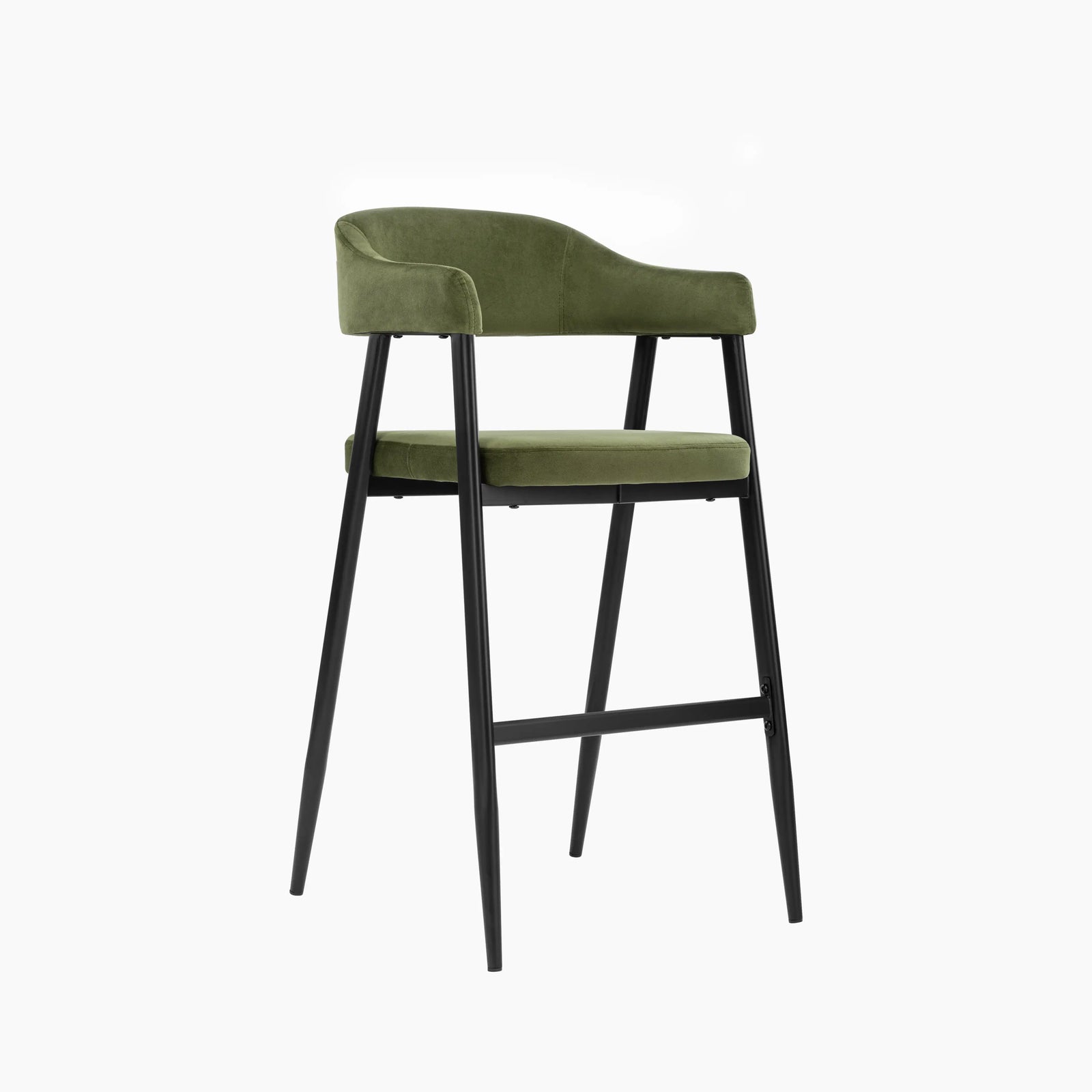 Presley Kitchen Stool | Olive Green Sustainable Velvet & Black