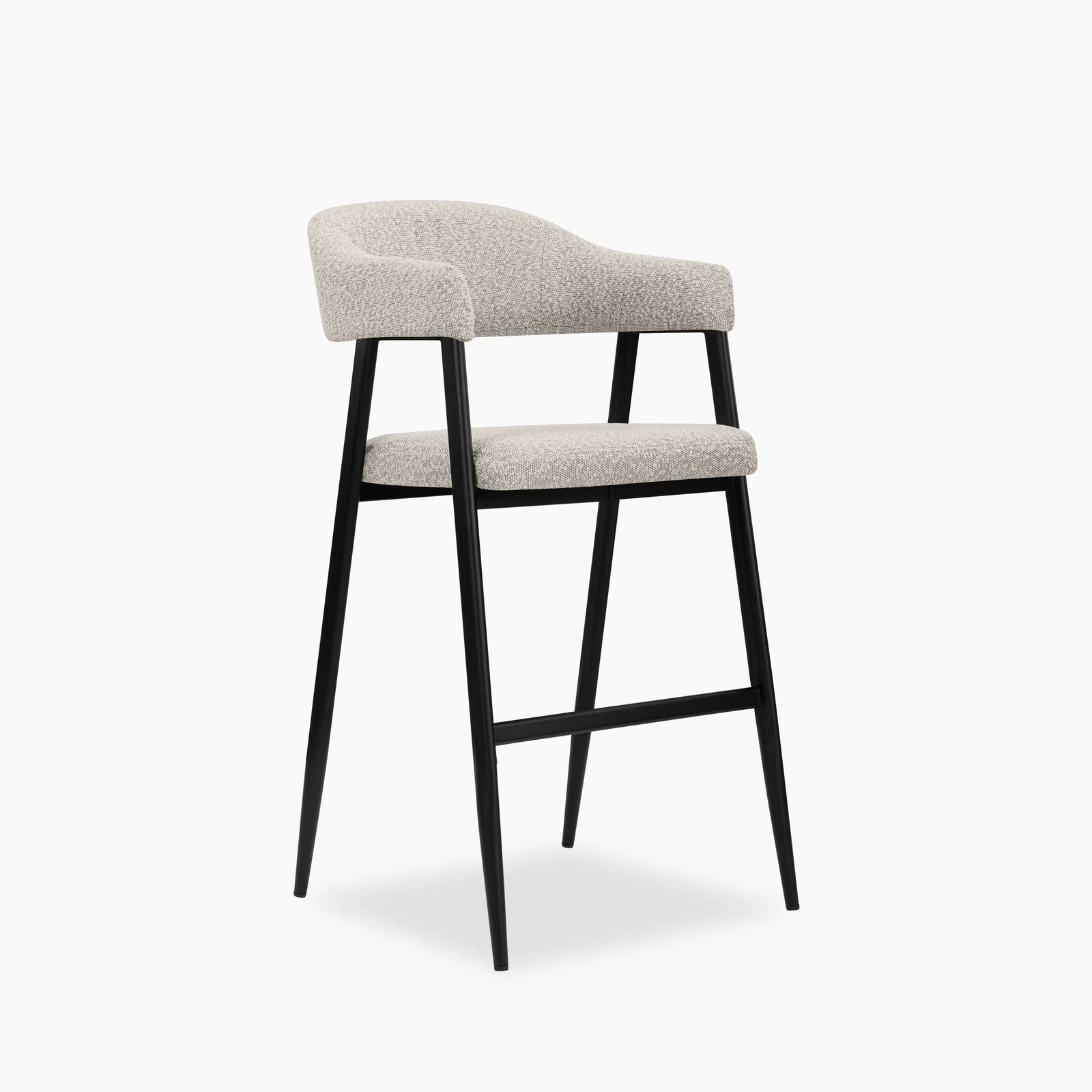Presley Kitchen Stool | Speckled Stone Sustainable Boucle & Black