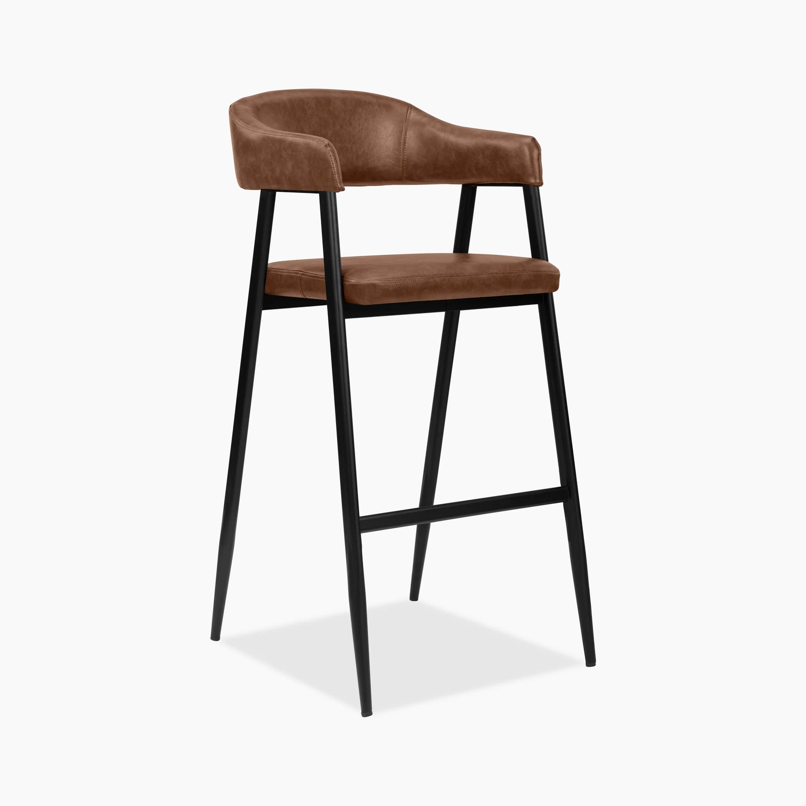 Presley Bar Stool | Vintage Tan Faux Leather & Black