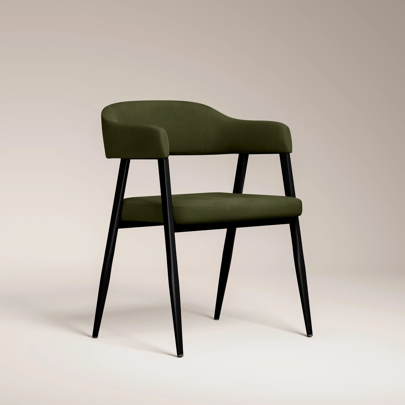 Presley Carver Dining Chair | Olive Green Sustainable Velvet & Black