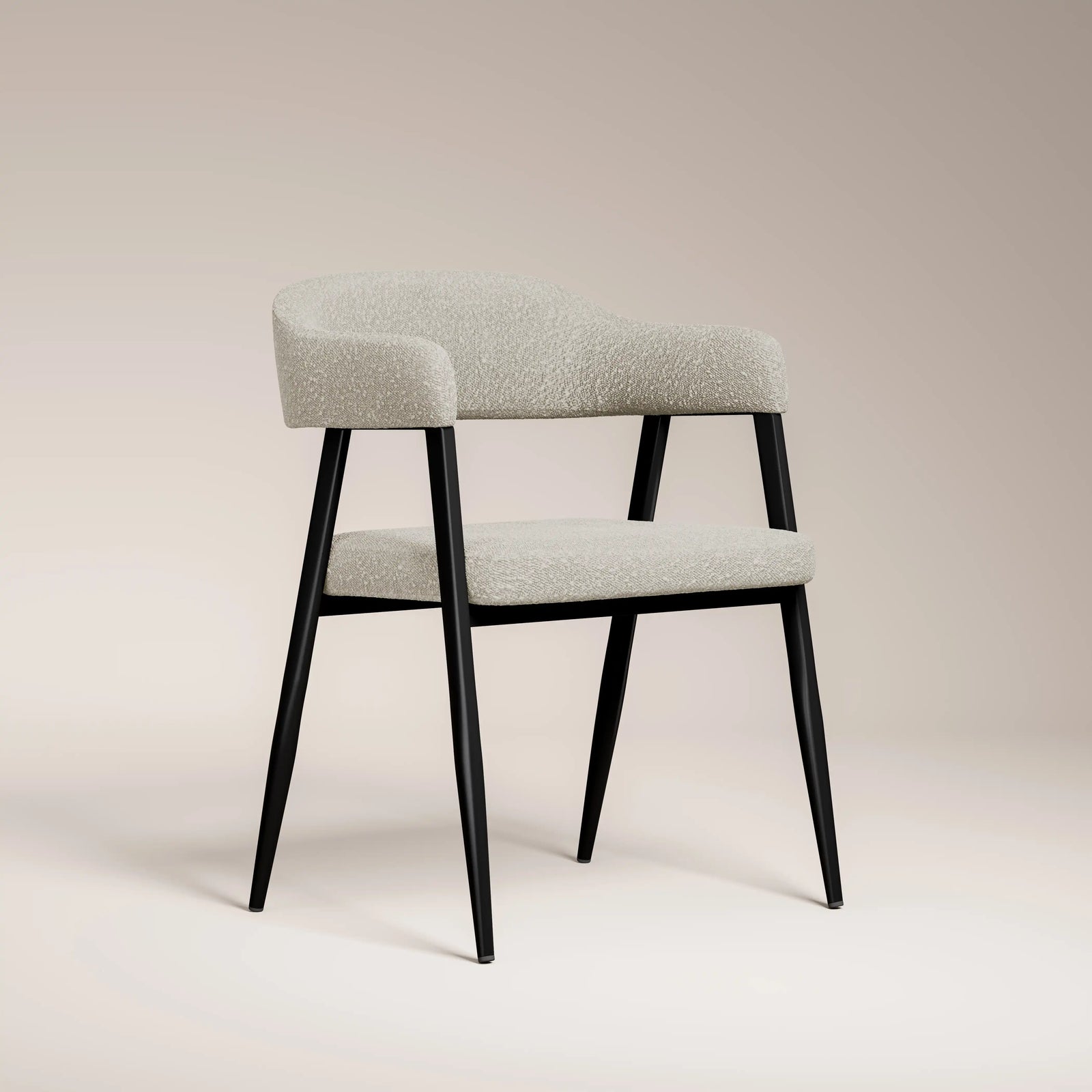 Presley Carver Dining Chair | Speckled Stone Sustainable Boucle & Black