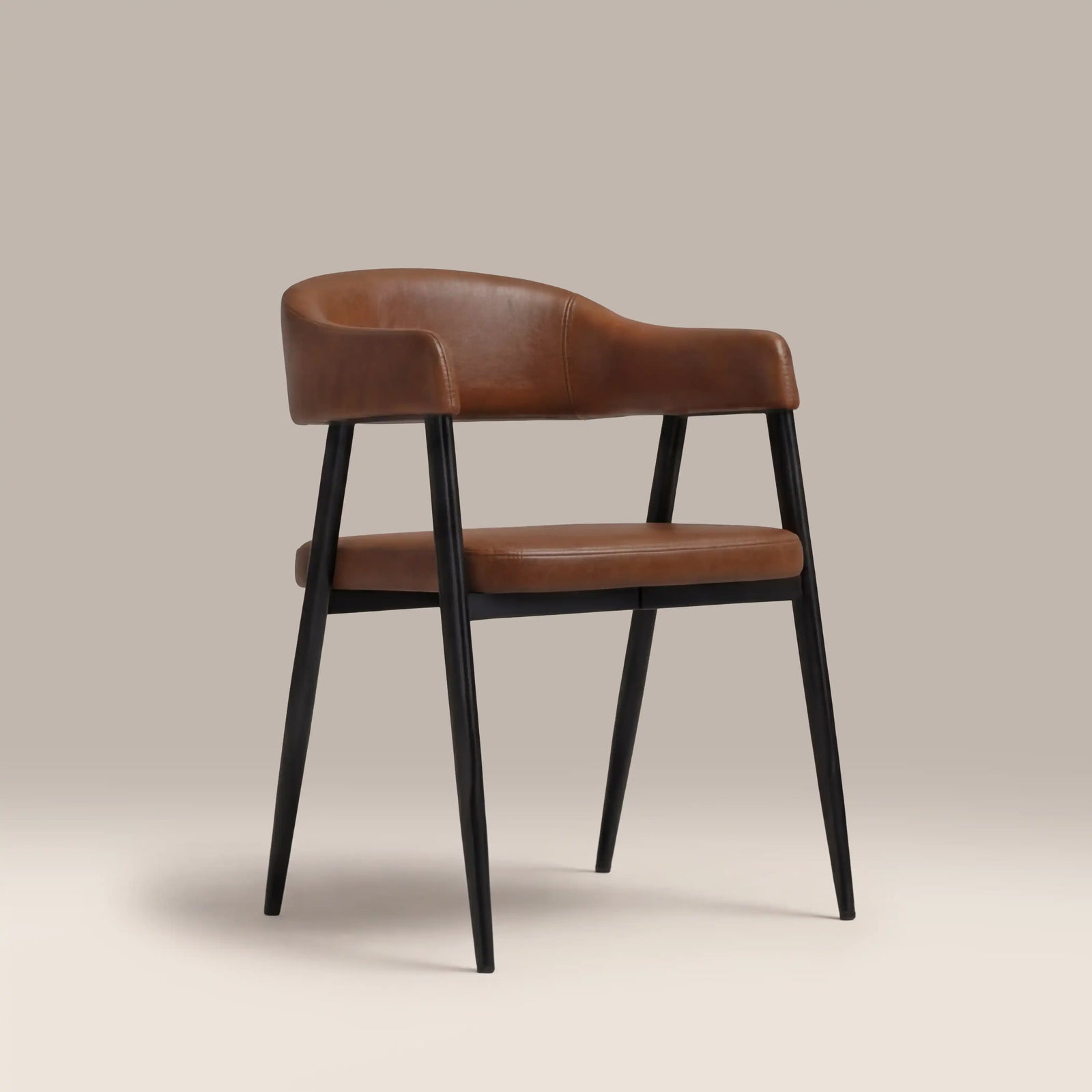 Presley Carver Dining Chair | Vintage Tan Faux Leather & Black