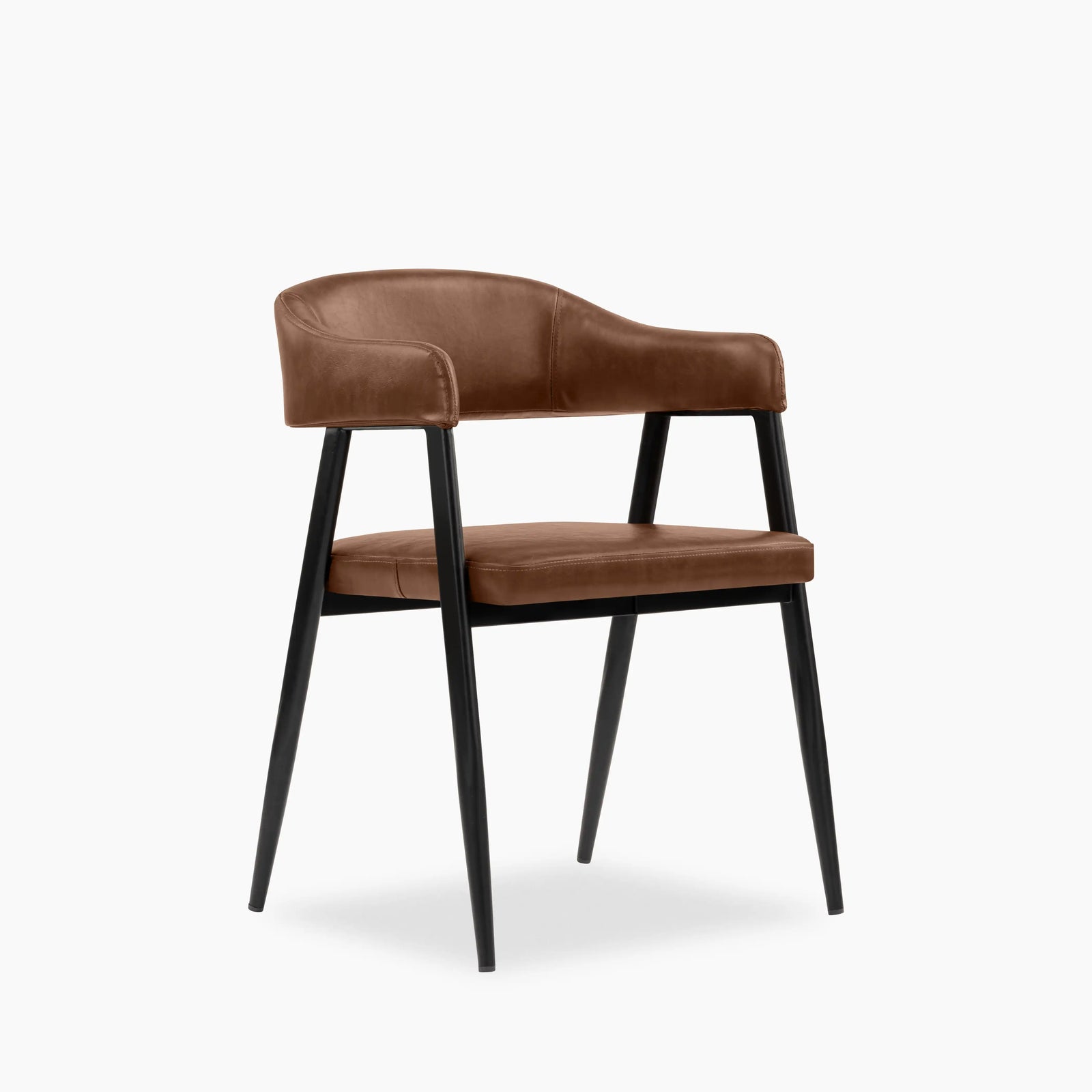 Presley Carver Dining Chair | Vintage Tan Faux Leather & Black