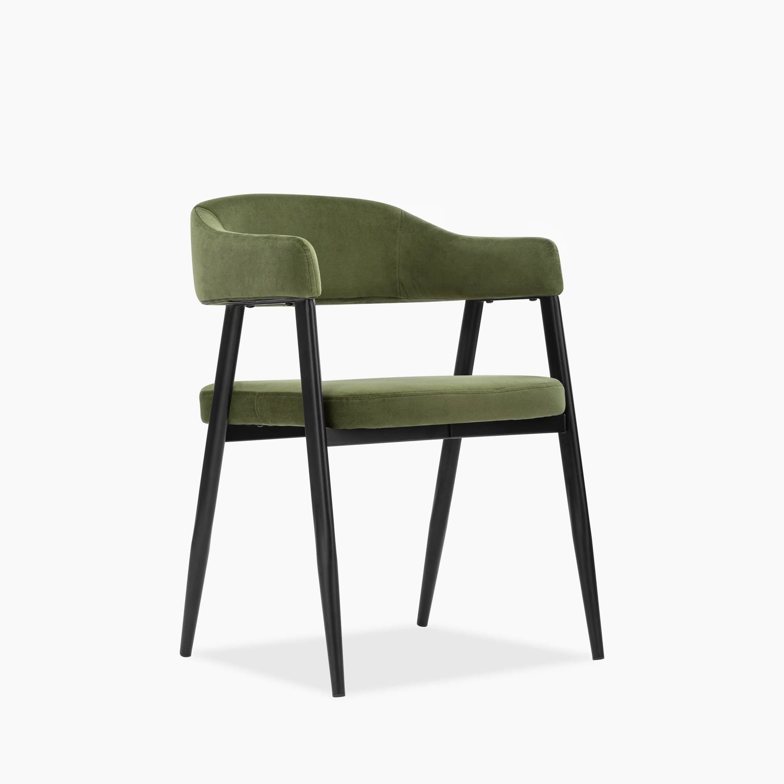 Presley Carver Dining Chair | Olive Green Sustainable Velvet & Black