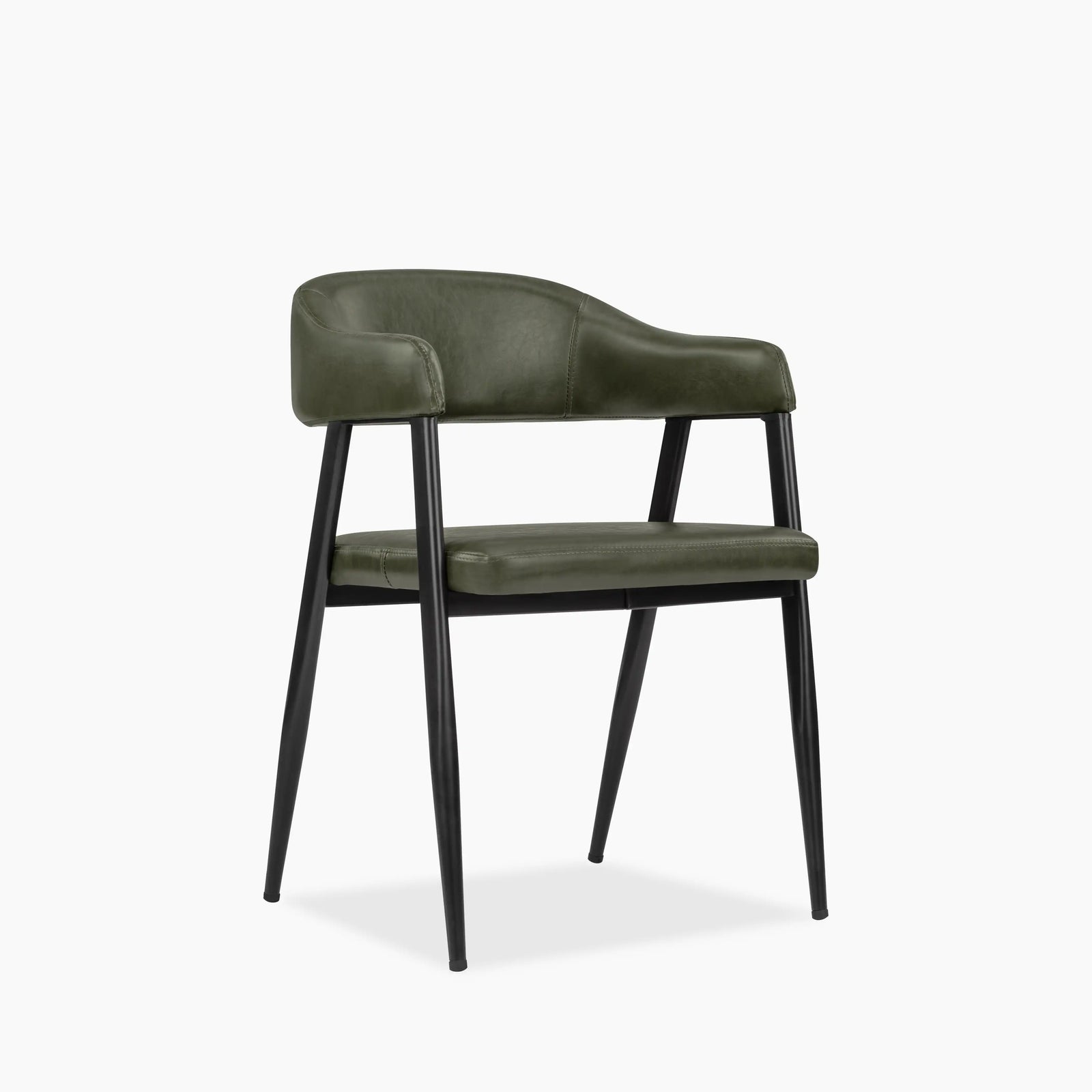 Presley Carver Dining Chair | Vintage Green Faux Leather & Black