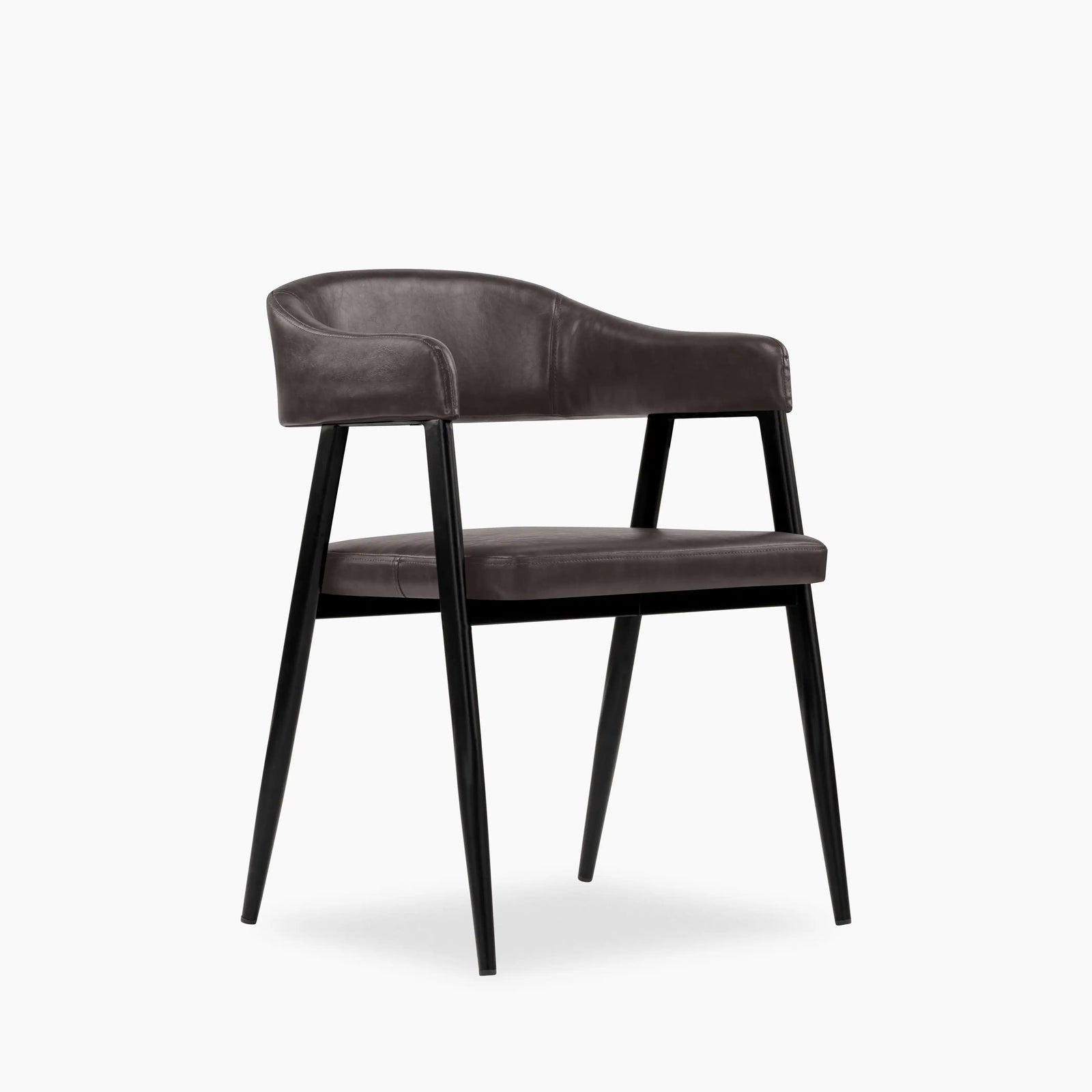 Presley Carver Dining Chair | Vintage Dark Grey Faux Leather & Black