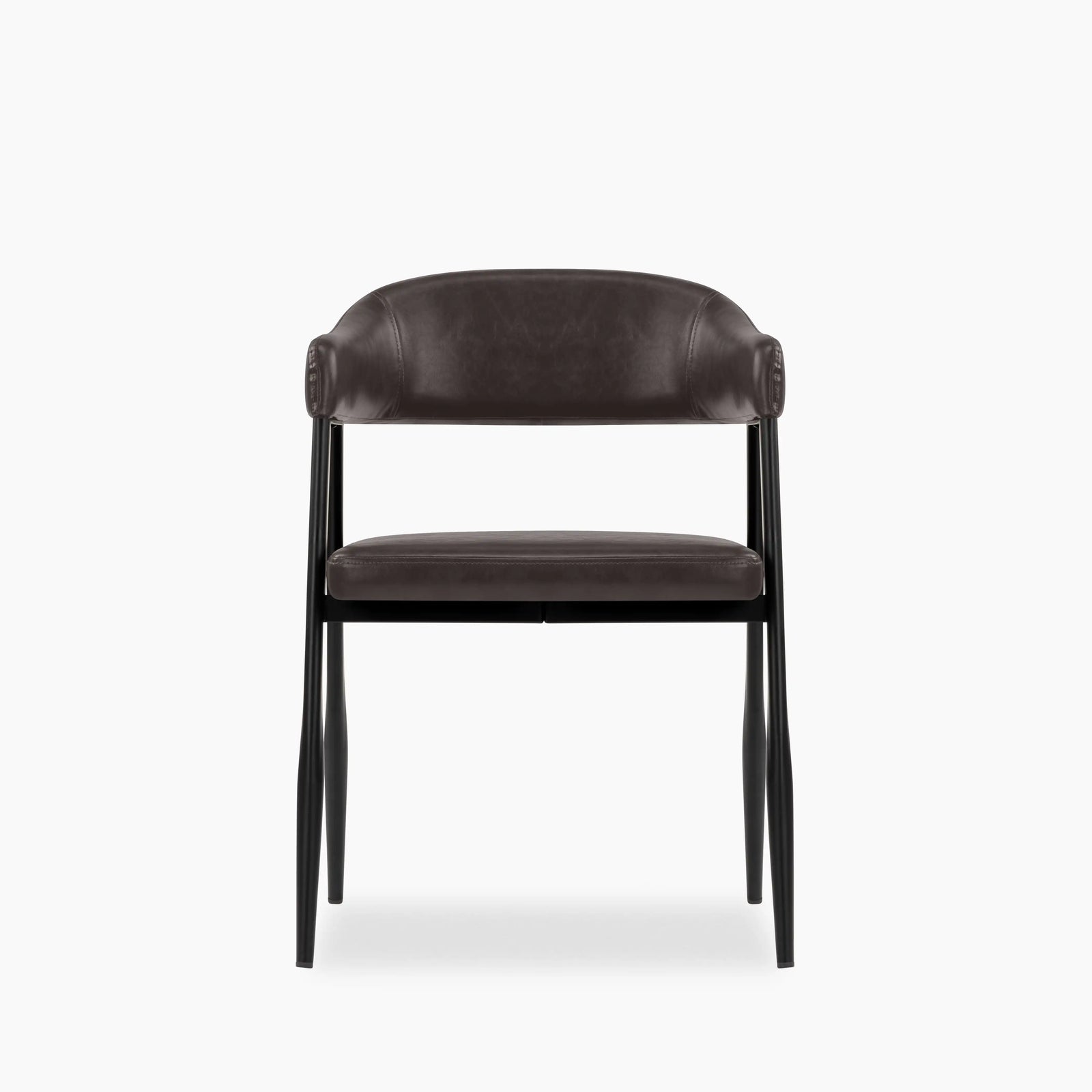 Presley Carver Dining Chair | Vintage Dark Grey Faux Leather & Black