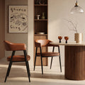 Presley Carver Dining Chair | Vintage Tan Faux Leather & Black