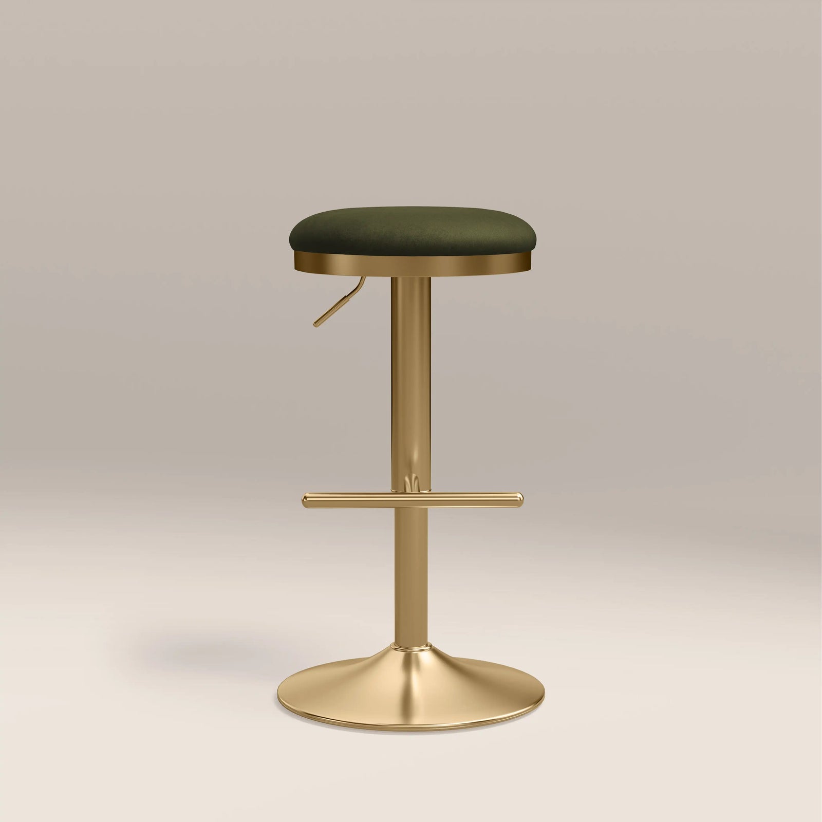 Romy Adjustable Stool | Olive Green Sustainable Velvet & Brass
