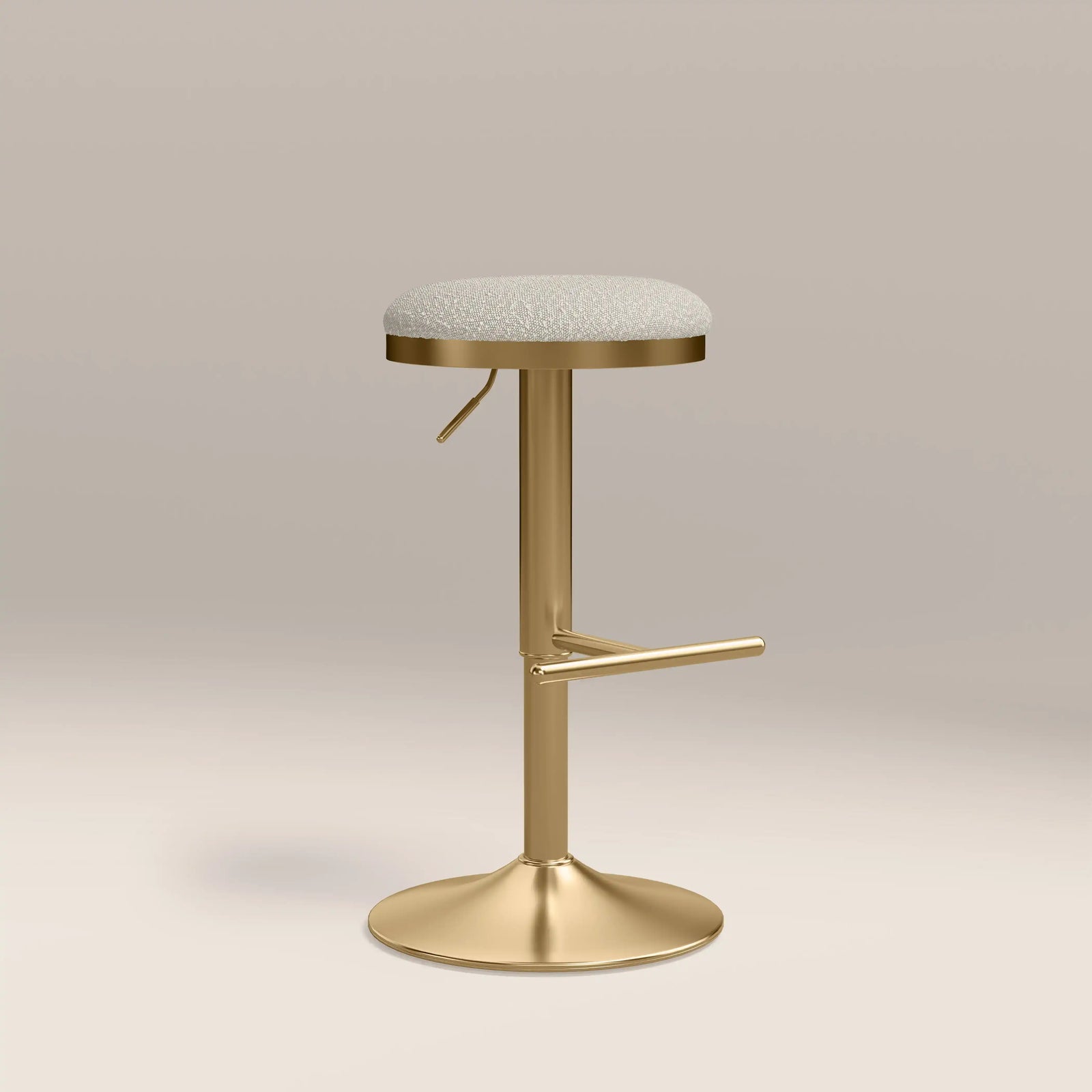 Romy Adjustable Stool | Speckled Stone Sustainable Boucle & Brass