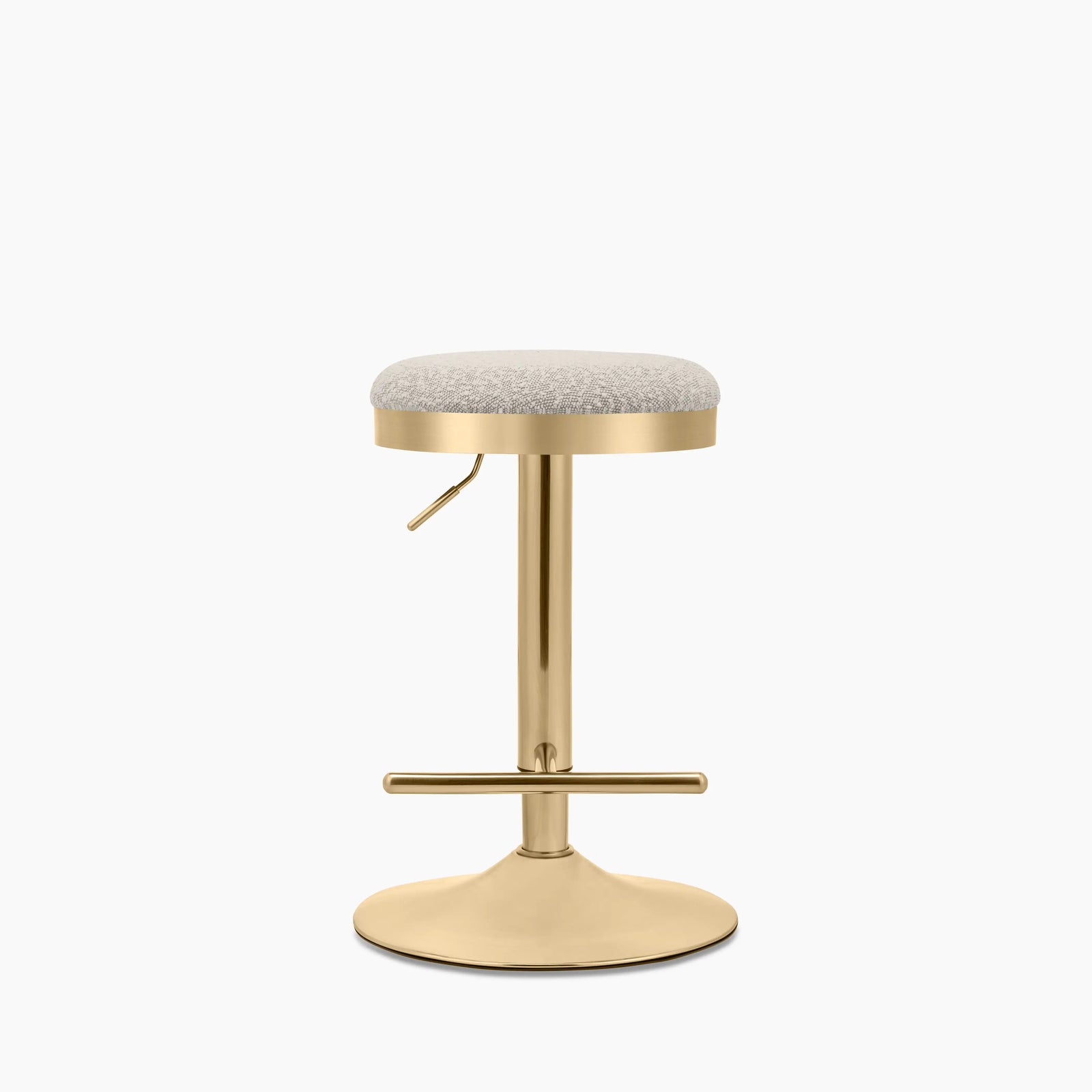 Romy Adjustable Stool | Speckled Stone Sustainable Boucle & Brass