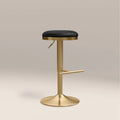 Romy Adjustable Stool | Vintage Black Faux Leather & Brass